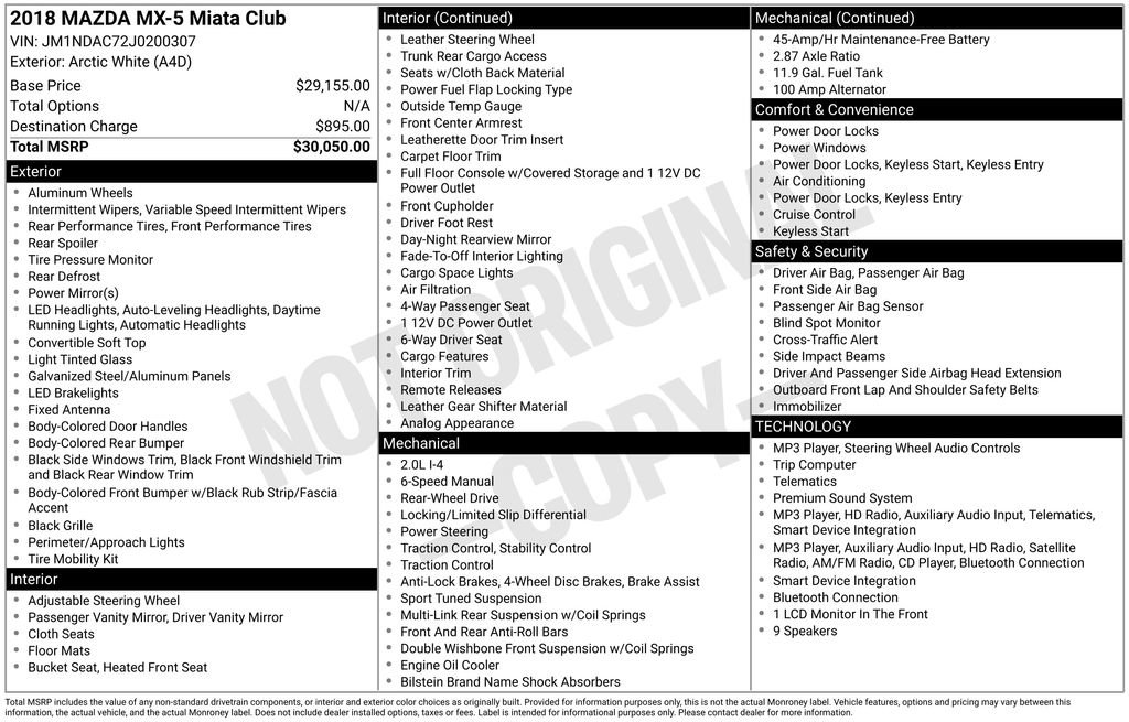 mazda mx-5 miata 2018 JM1NDAC72J0200307 image mazda mx-5 miata 2018 JM1NDAC72J0200307 image